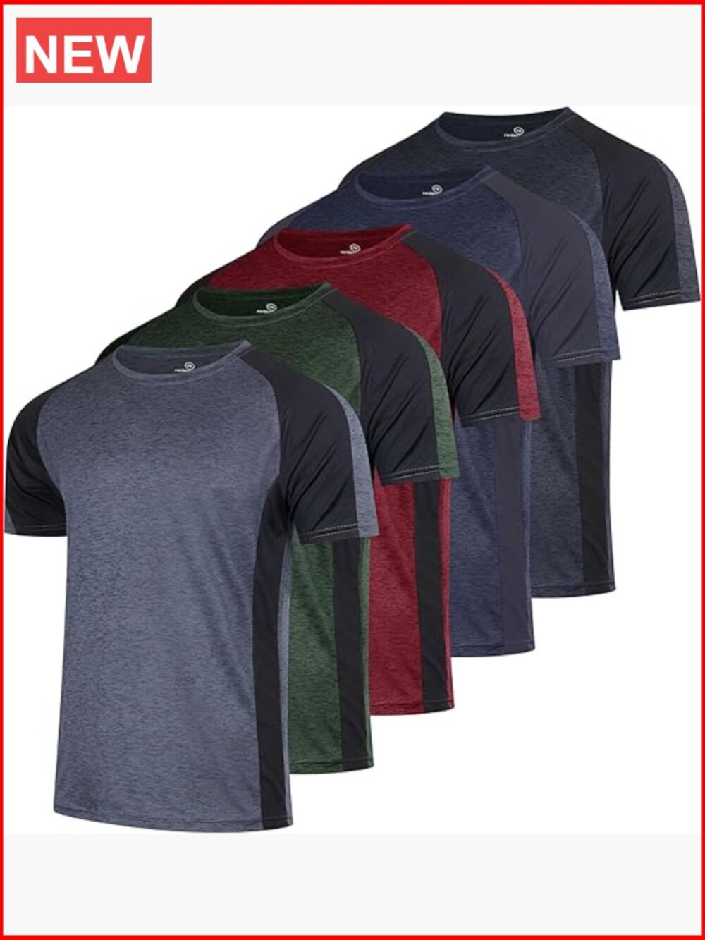 5 Pack Men's Dry-Fit Short Sleeve Crew Neck T Shirts Athletic Workout Tees